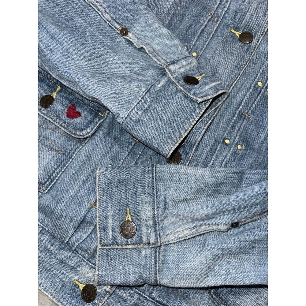 LRL Ralph Lauren Jacket XL Blue Denim Cotton Trucker Patchwork Hearts Libra Vine - Picture 7 of 15